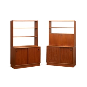 PAIR OF DANISH MODERN TEAK VENEER BOOKCASES
