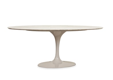 OVAL MARBLE TOP 'TULIP' DINING TABLE, MANNER KNOLL