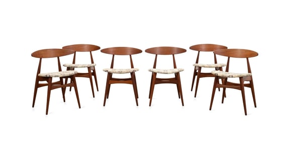 SIX HANS WEGNER FOR CARL HANSEN CH33 SIDE CHAIRS