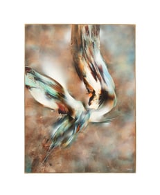 LEONARDO NIERMAN, 'MAGIC FIRE' ACRYLIC ON MASONITE