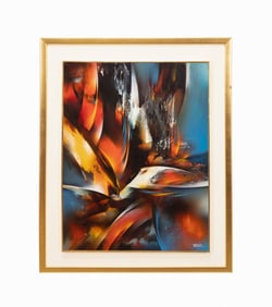 LEONARDO NIERMAN, 'MAGIC FIRE' ACRYLIC ON MASONITE