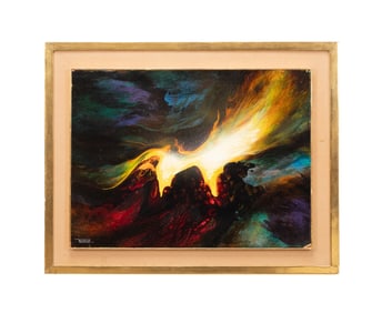 LEONARDO NIERMAN, 'VOLCANIC FURY', SIGNED ACRYLIC