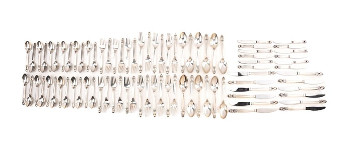 GEORG JENSEN 'ACORN' STERLING FLATWARE FOR 12