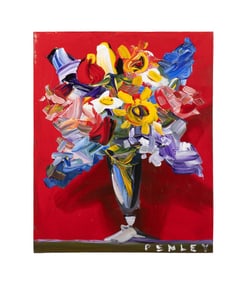 STEVE PENLEY, FLORAL STILL LIFE ACRYLIC ON CANVAS