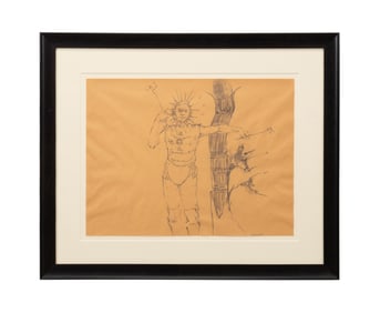 BEN SMITH, MAN W/ RADIANT HALO, PENCIL SKETCH 1995