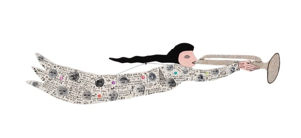 HOWARD FINSTER, FOLK ART ANGEL SCULPTURE, 1987