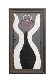 MOSE T. ANGEL FOLK ART PAINTING, FRAMED