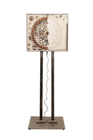 MODERN MIXED MEDIA STANDING CLOCK ASSEMBLAGE