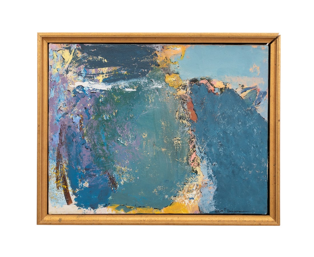 BEVERLY BUCHANAN, ABSTRACT IN BLUE, OIL ON CANVAS (1 of 5)