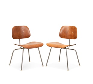PAIR OF EAMES FOR HERMAN MILLER DCM CHAIRS