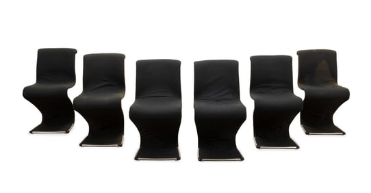 SIX RINALDI FOR RIMA 'Z' CANTILEVER DINING CHAIRS