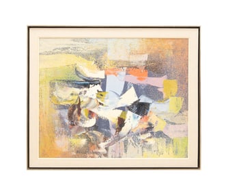 LEON BELLEFLEUR, 'JEUX DE RUBANS' ABSTRACT OIL