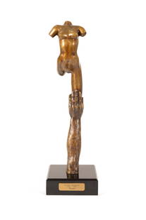 VICTOR SALMONES, 'CREATION', BRONZE, 6/10: Victor Salmones (Mexican, 1937-1989). "Creacion" or "Creation" - last quarter 20th century, cast bronze, signed and numbered 6 of 10 in mold to lower edge of figure. On marble base. Approximate dimens