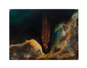 NIERMAN 'BIRTH OF FIRE' ABSTRACT ACRYLIC ON BOARD