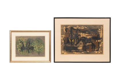 TWO SHIMA TAMAMI HORSE WOODBLOCK PRINTS