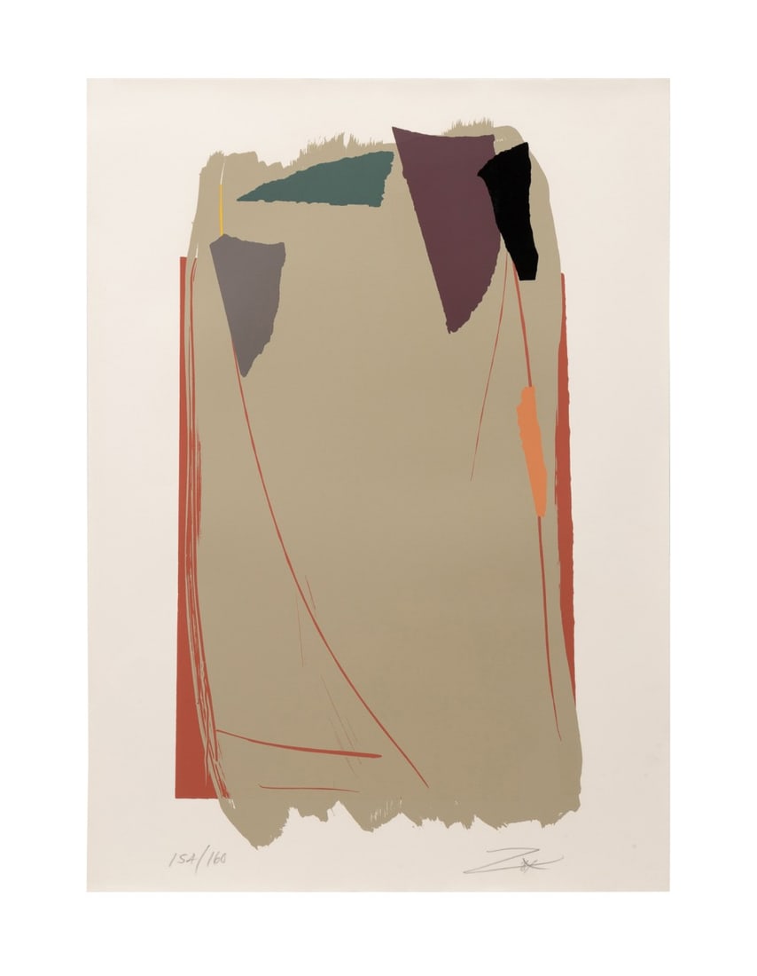 LARRY ZOX 'GREY SWEEP I' 1979 SCREENPRINT: Larry Zox (American, 1937-2006). "Grey Sweep I" - circa 1979, screenprint on paper, pencil signed to LR, numbered 154/160 to LL. Unframed. Provenance: Private Collection of Artspace 304, Carbondale, I