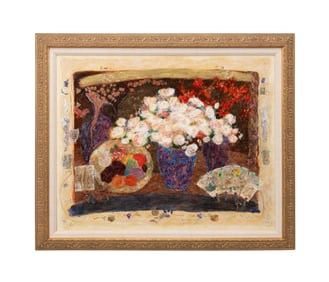 ROY FAIRCHILD 'RED & WHITE FLOWERS' SERIGRAPH