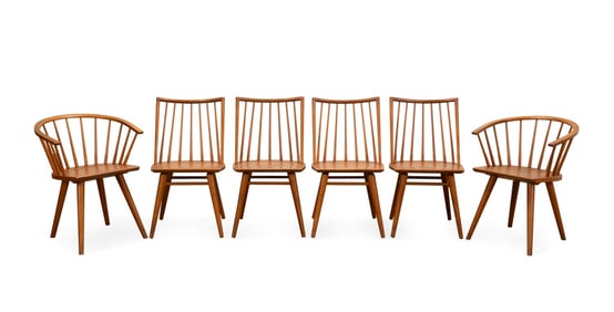 SIX RUSSEL WRIGHT FOR CONANT BALL DINING CHAIRS