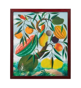 FERNAND PIERRE, TROPICAL FRUIT TREE, OIL ON CANVAS