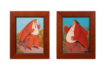 ANDRE BLAISE 'WELL DRESSED FISH' TWO O/B PAINTINGS