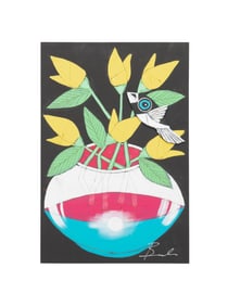 MICHAEL BANKS, YELLOW FLORAL STILL LIFE, A/B