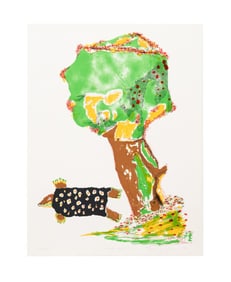 BENNY ANDREWS 'TURTLE DOVE' 1980 COLOR LITHOGRAPH