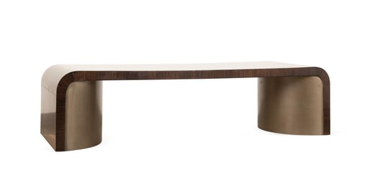 EUCALYPTUS VENEER MODERN WATERFALL COFFEE TABLE