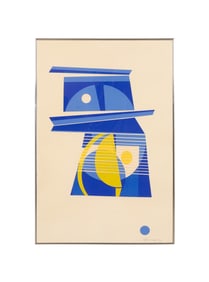 HENDRICUS BERVOETS, BLUE GEOMETRIC COLLAGE, 1972