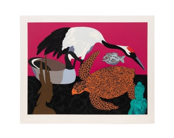 HUNT SLONEM 'CRANE II' 1981 SCREENPRINT