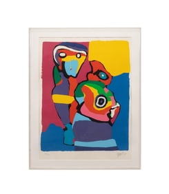 KAREL APPEL, FIGURAL ABSTRACT COLOR SERIGRAPH 1973