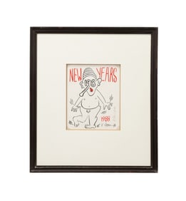 KEITH HARING 'NEW YEARS 1988', SIGNED SCREENPRINT