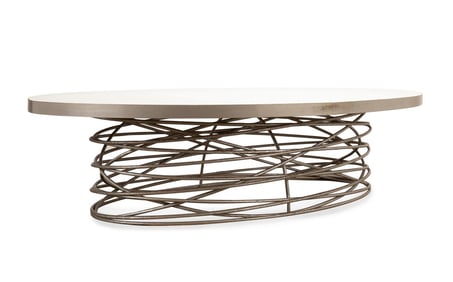 MODERN SILVER FINISHED SCULPTURAL DINING TABLE