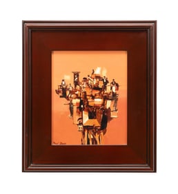 PAUL DAVIS 'TOWER' MODERN OIL ON BOARD PAINTING