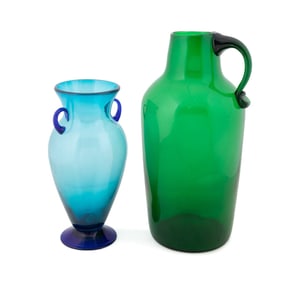 TWO ART GLASS VESSELS INCLUDING BLENKO
