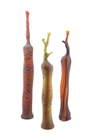 RANDY WALKER, THREE FAUX BOIS ART GLASS VESSELS