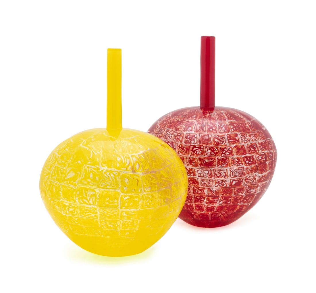 PAUL CUNNINGHAM, RED & YELLOW MURRINE GLASS VASES (1 of 7)