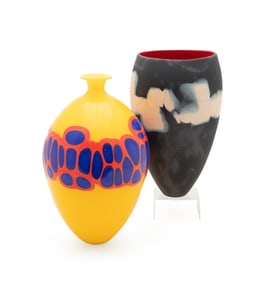 PAUL CUNNINGHAM, TWO STUDIO ART GLASS VASES 2007