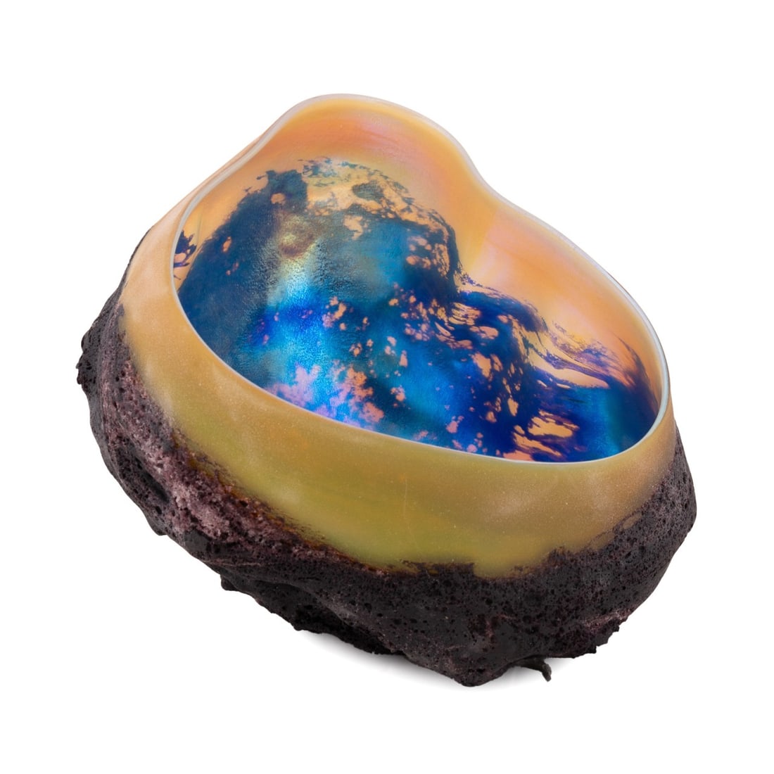 JOSH SIMPSON 'IRIDESCENT TEKTITE' GLASS BOWL (1 of 7)