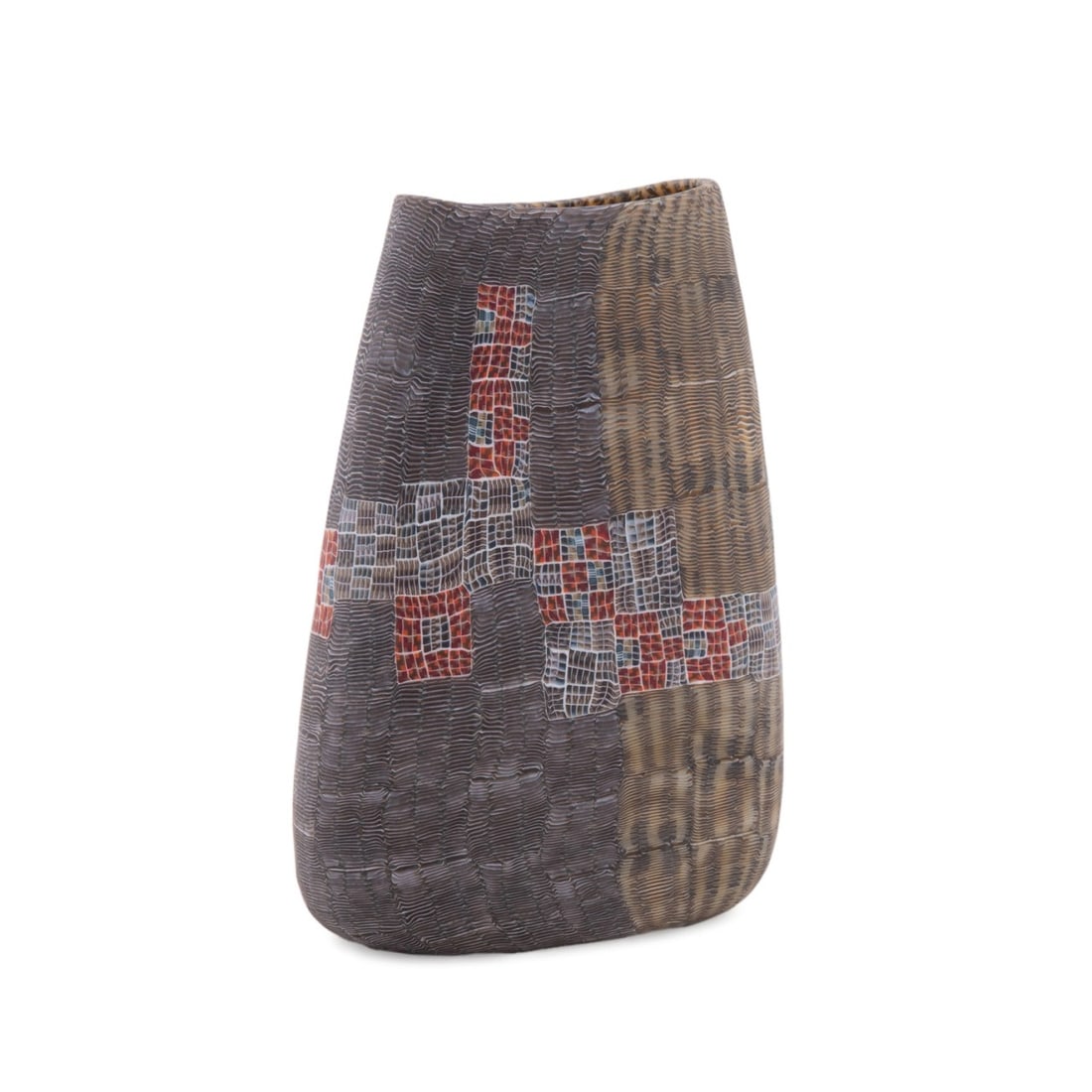 GILES BETTISON, CANED PATCHWORK PATTERN GLASS VASE (1 of 7)