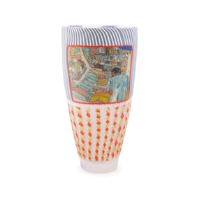 SCOTT CHASELING, FIGURAL ROLLED FUSED GLASS VASE