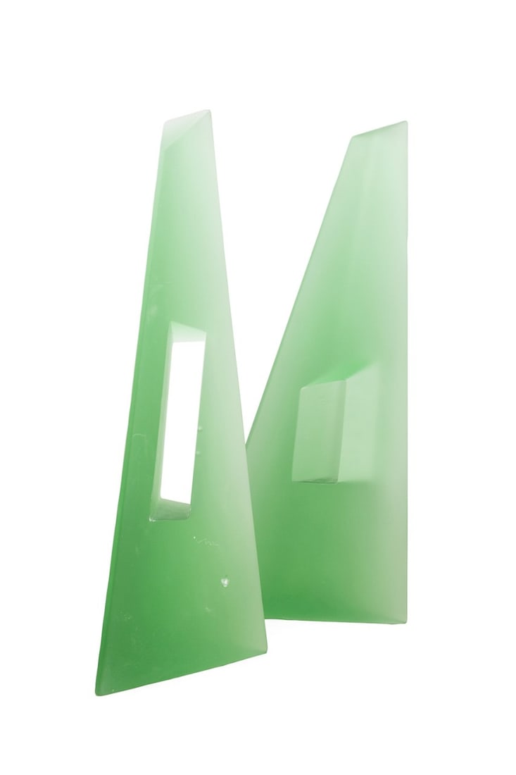 EMMA CAMDEN, PAIR OF GREEN MODERN GLASS TOWERS (1 of 8)