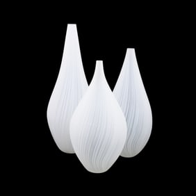 STEPHEN BRADBOURNE, 3 WHITE FILIGRANA VASES, 2008