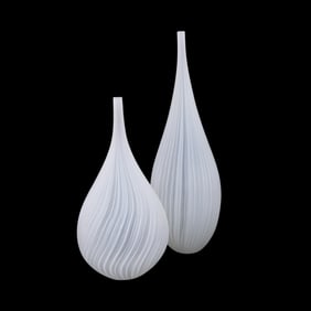 STEPHEN BRADBOURNE, TWO OPAQUE LINEAR BOTTLES