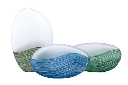 CLARE BELFRAGE, THREE 'STREAMING' GLASS SCULPTURES