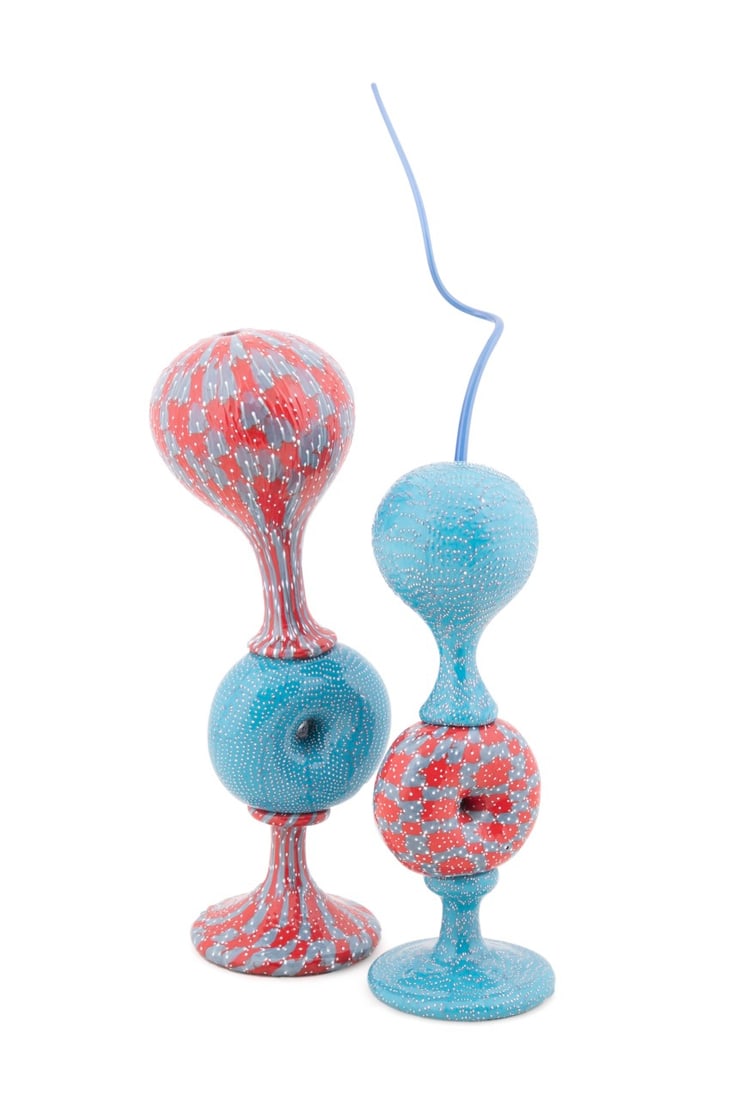 NICK MOUNT, PAIR OF MURRINE GLASS SCENT BOTTLES (1 of 8)