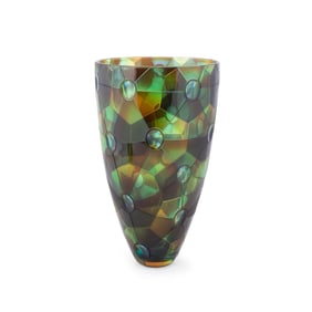 KEVIN GORDON 'AUTUMN FRACTAL' GLASS PRISM VASE