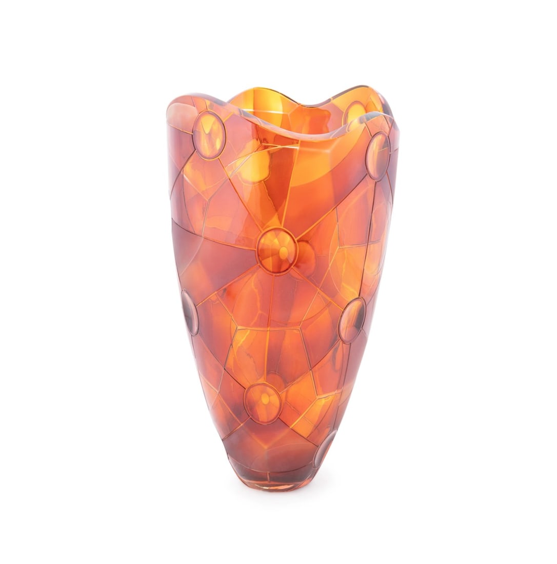 KEVIN GORDON 'HEAT WAVE' 2006 GLASS VASE: Kevin Gordon (Norwegian / Australian, born 1968). "Heat Wave" - 2006, blown, fused, engraved glass having incised prisms and lenses, signed, dated, and titled to underside. Note: Acquired in Sydney, A