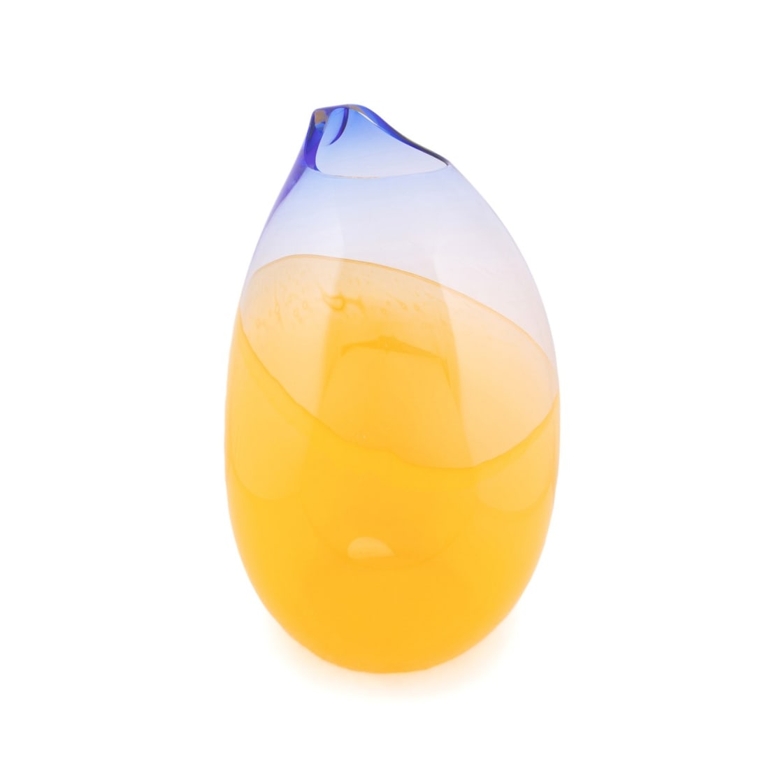 LARGE CHRISTOPHER WILLIAMS ART GLASS VASE: Christopher Williams (British, born 1949). Untitled - Blue / Yellow Vase - blown glass, apparently unsigned. Approximate dimensions: h. 25", dia. 15".