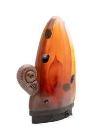 RICK MILLS, ABSTRACT SNAIL HEAVY GLASS SCULPTURE