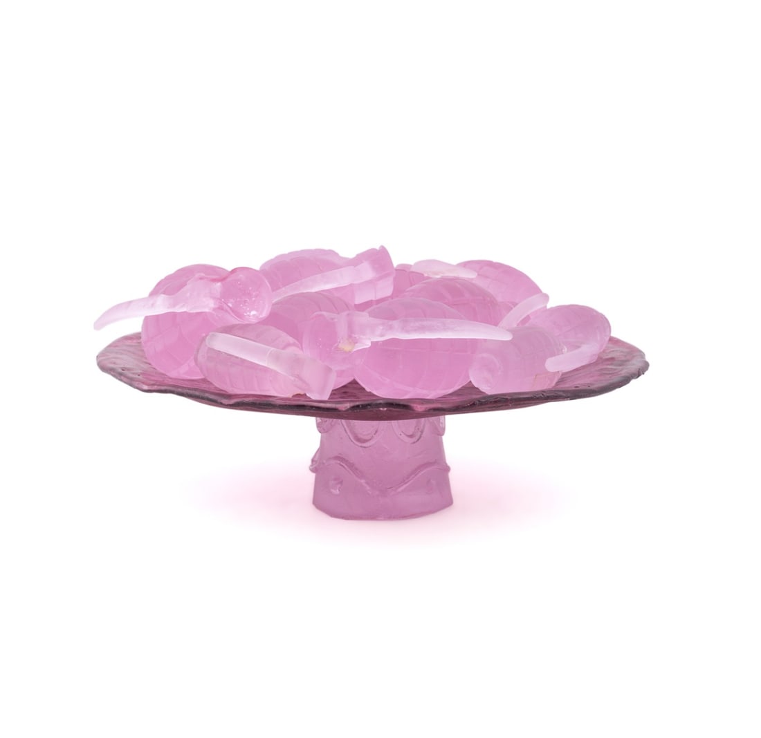 LEVENSON; PINK GLASS GRENADES ON CAKE PLATE, 2007 (1 of 11)